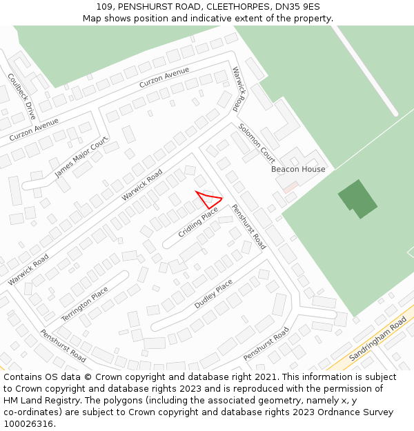 109, PENSHURST ROAD, CLEETHORPES, DN35 9ES: Location map and indicative extent of plot