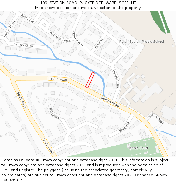 109, STATION ROAD, PUCKERIDGE, WARE, SG11 1TF: Location map and indicative extent of plot