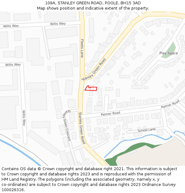 109A, STANLEY GREEN ROAD, POOLE, BH15 3AD: Location map and indicative extent of plot