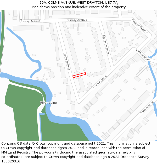 10A, COLNE AVENUE, WEST DRAYTON, UB7 7AJ: Location map and indicative extent of plot