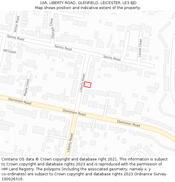 10A, LIBERTY ROAD, GLENFIELD, LEICESTER, LE3 8JD: Location map and indicative extent of plot