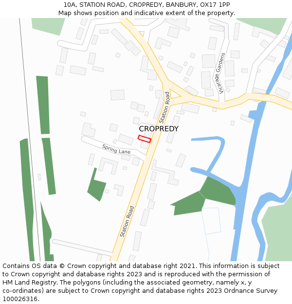 10A, STATION ROAD, CROPREDY, BANBURY, OX17 1PP: Location map and indicative extent of plot