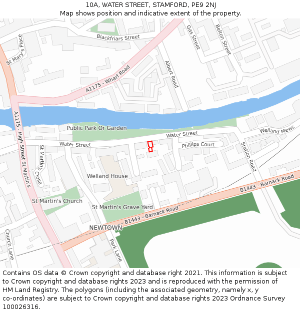 10A, WATER STREET, STAMFORD, PE9 2NJ: Location map and indicative extent of plot