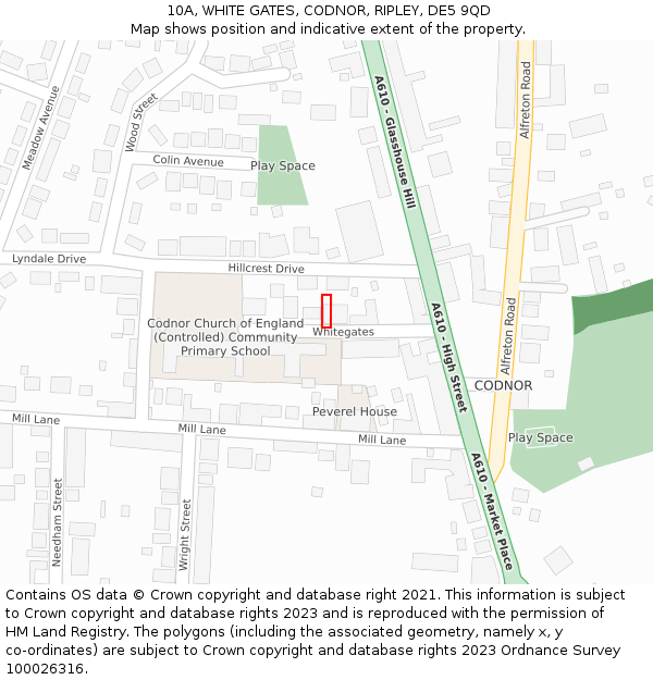 10A, WHITE GATES, CODNOR, RIPLEY, DE5 9QD: Location map and indicative extent of plot