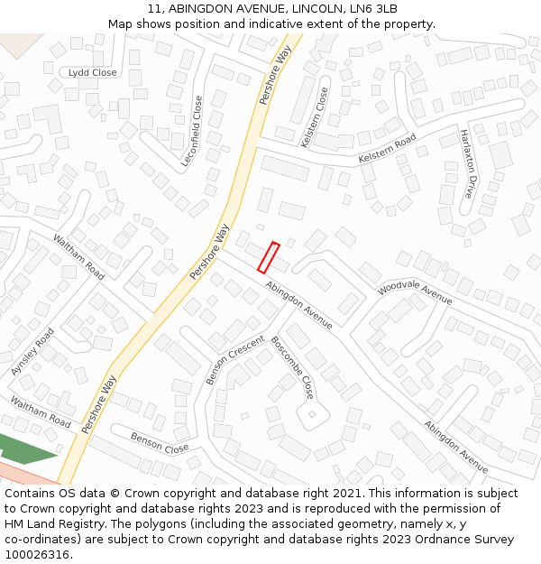 11, ABINGDON AVENUE, LINCOLN, LN6 3LB: Location map and indicative extent of plot