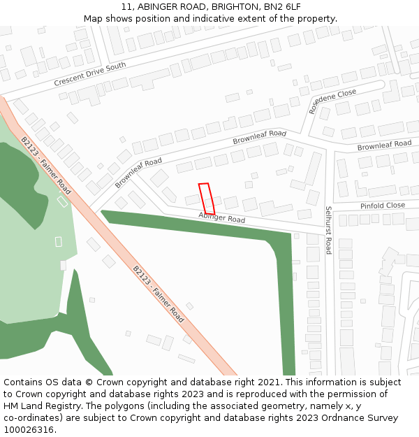 11, ABINGER ROAD, BRIGHTON, BN2 6LF: Location map and indicative extent of plot