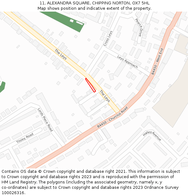 11, ALEXANDRA SQUARE, CHIPPING NORTON, OX7 5HL: Location map and indicative extent of plot