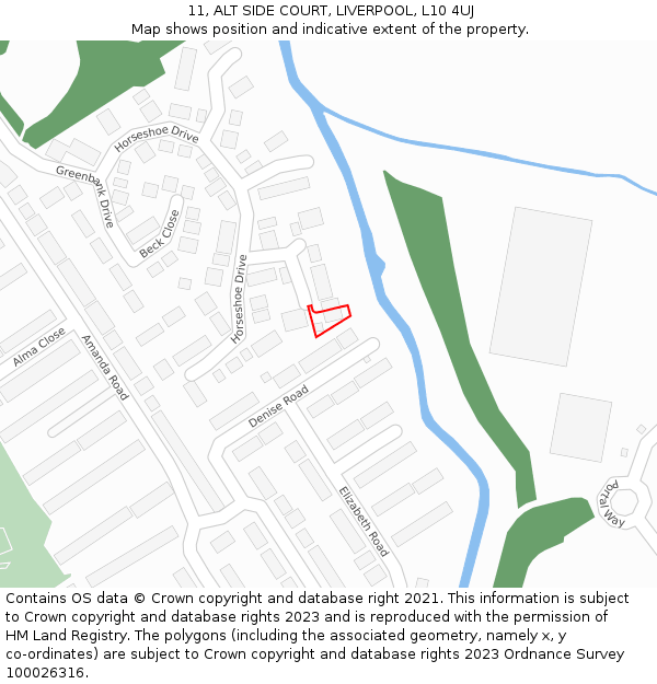 11, ALT SIDE COURT, LIVERPOOL, L10 4UJ: Location map and indicative extent of plot