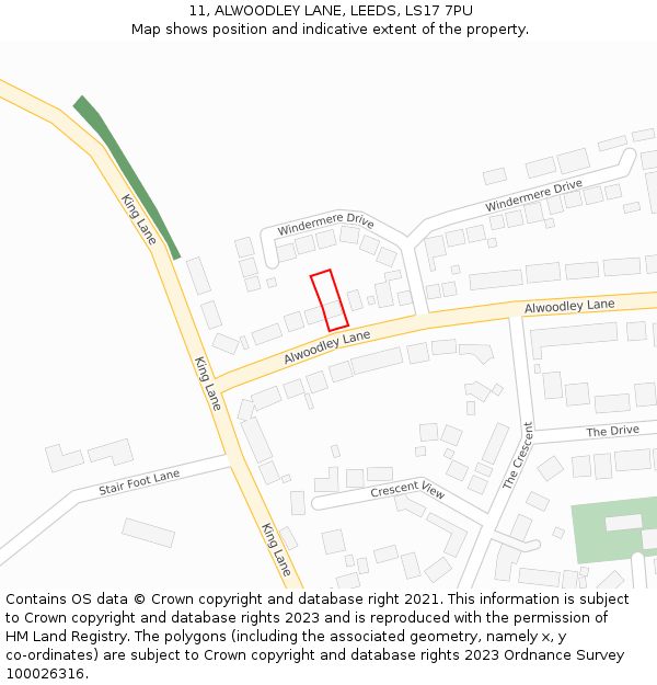 11, ALWOODLEY LANE, LEEDS, LS17 7PU: Location map and indicative extent of plot