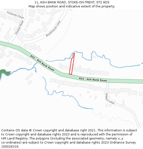 11, ASH BANK ROAD, STOKE-ON-TRENT, ST2 9DS: Location map and indicative extent of plot
