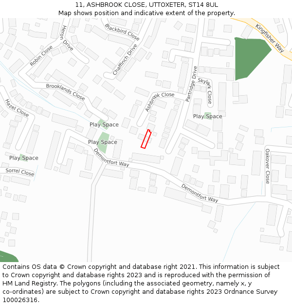 11, ASHBROOK CLOSE, UTTOXETER, ST14 8UL: Location map and indicative extent of plot