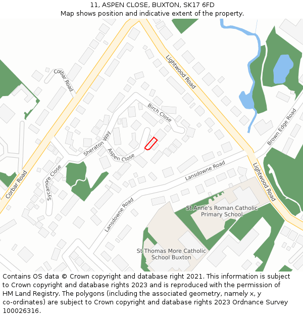 11, ASPEN CLOSE, BUXTON, SK17 6FD: Location map and indicative extent of plot