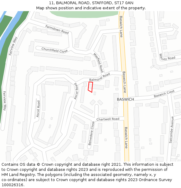 11, BALMORAL ROAD, STAFFORD, ST17 0AN: Location map and indicative extent of plot