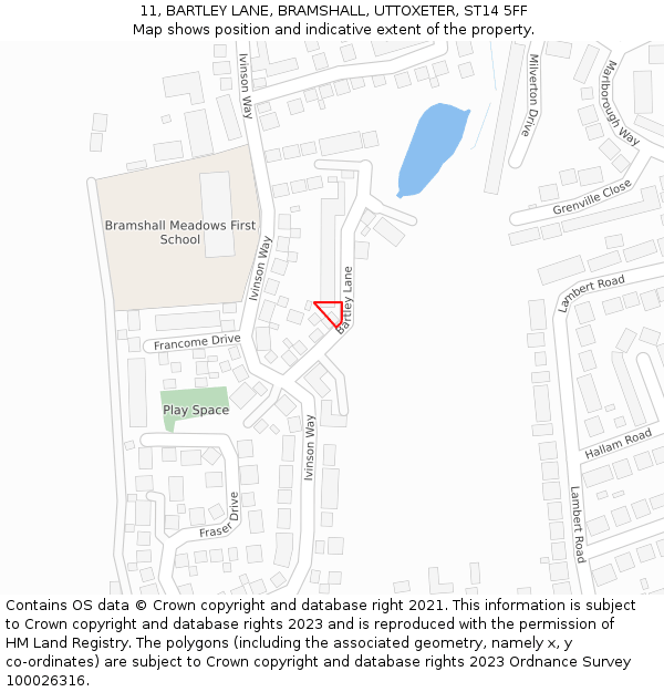 11, BARTLEY LANE, BRAMSHALL, UTTOXETER, ST14 5FF: Location map and indicative extent of plot