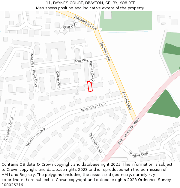 11, BAYNES COURT, BRAYTON, SELBY, YO8 9TF: Location map and indicative extent of plot