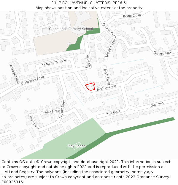 11, BIRCH AVENUE, CHATTERIS, PE16 6JJ: Location map and indicative extent of plot