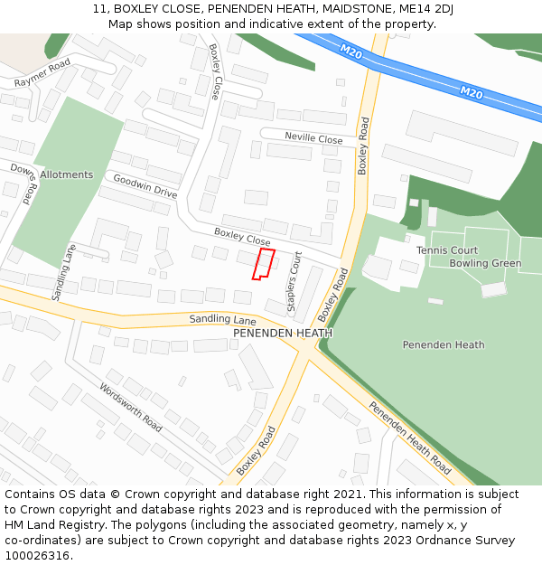11, BOXLEY CLOSE, PENENDEN HEATH, MAIDSTONE, ME14 2DJ: Location map and indicative extent of plot
