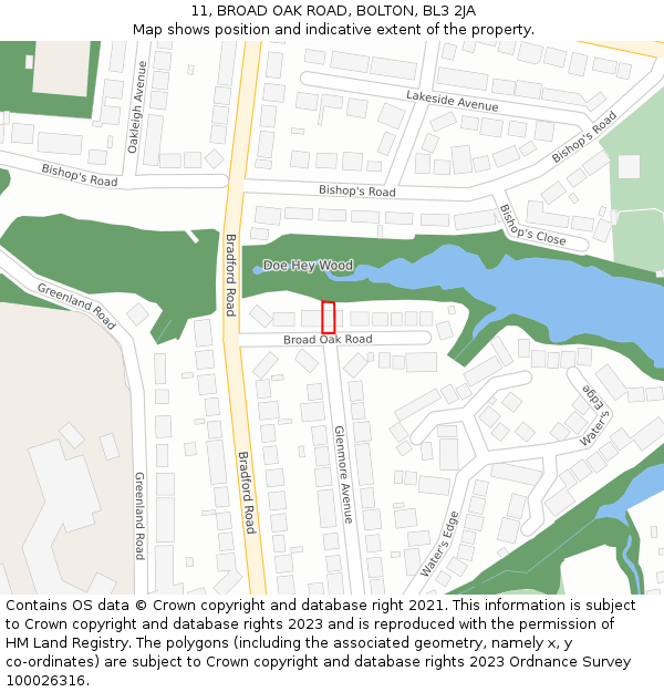 11, BROAD OAK ROAD, BOLTON, BL3 2JA: Location map and indicative extent of plot