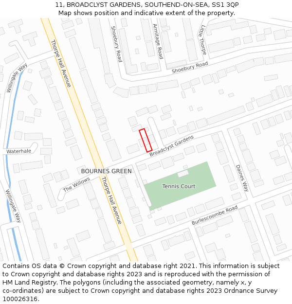11, BROADCLYST GARDENS, SOUTHEND-ON-SEA, SS1 3QP: Location map and indicative extent of plot