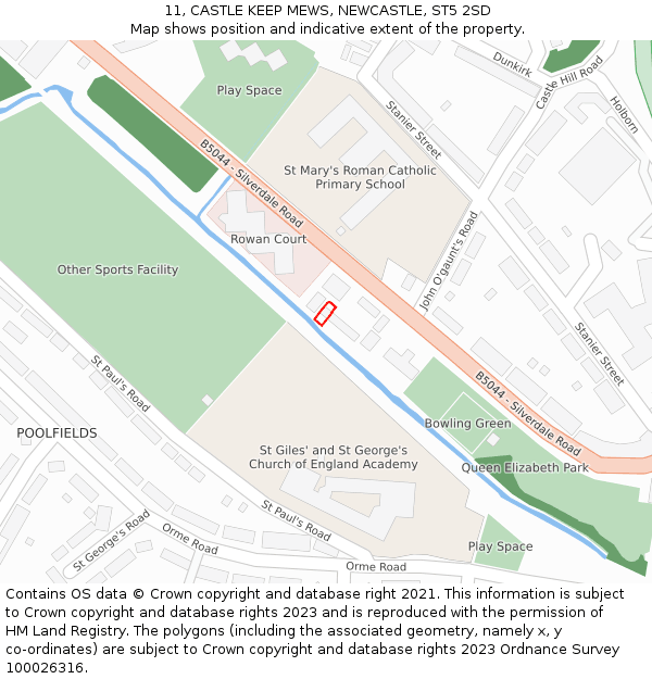11, CASTLE KEEP MEWS, NEWCASTLE, ST5 2SD: Location map and indicative extent of plot