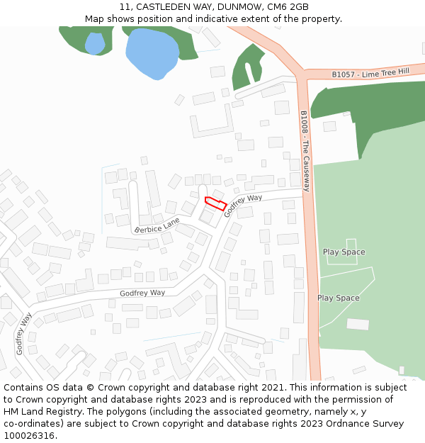11, CASTLEDEN WAY, DUNMOW, CM6 2GB: Location map and indicative extent of plot