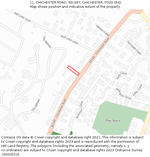 11, CHICHESTER ROAD, SELSEY, CHICHESTER, PO20 0NQ: Location map and indicative extent of plot