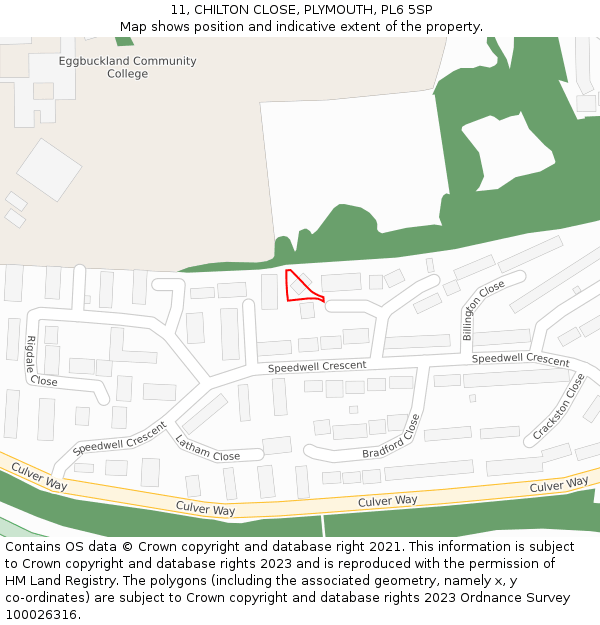 11, CHILTON CLOSE, PLYMOUTH, PL6 5SP: Location map and indicative extent of plot