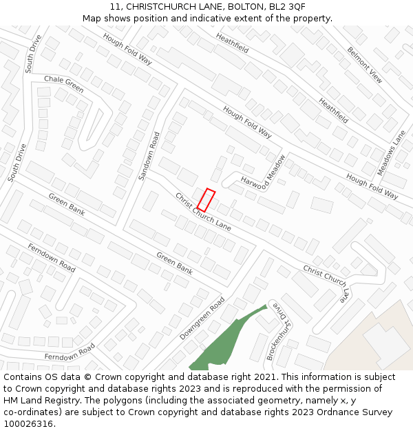 11, CHRISTCHURCH LANE, BOLTON, BL2 3QF: Location map and indicative extent of plot
