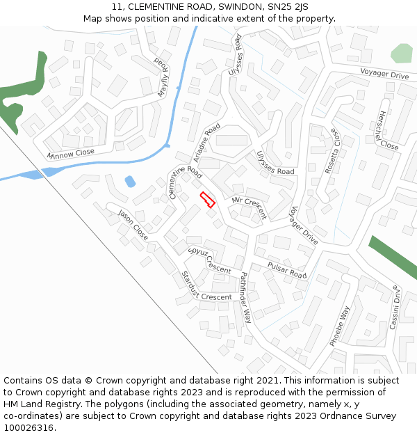 11, CLEMENTINE ROAD, SWINDON, SN25 2JS: Location map and indicative extent of plot
