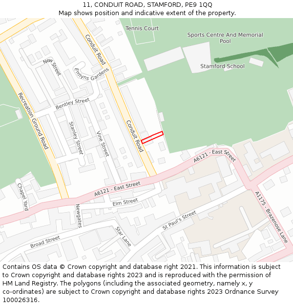 11, CONDUIT ROAD, STAMFORD, PE9 1QQ: Location map and indicative extent of plot