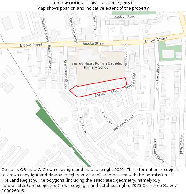 11, CRANBOURNE DRIVE, CHORLEY, PR6 0LJ: Location map and indicative extent of plot