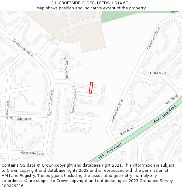 11, CROFTSIDE CLOSE, LEEDS, LS14 6DU: Location map and indicative extent of plot