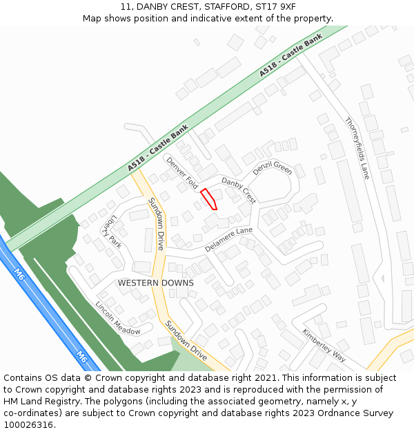 11, DANBY CREST, STAFFORD, ST17 9XF: Location map and indicative extent of plot