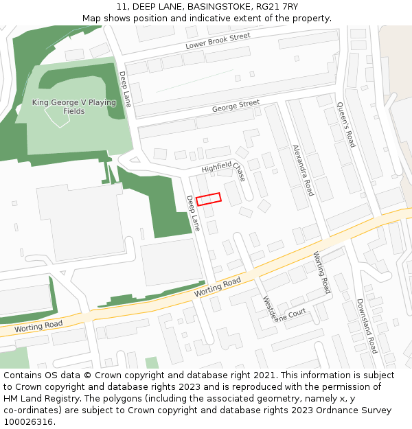 11, DEEP LANE, BASINGSTOKE, RG21 7RY: Location map and indicative extent of plot