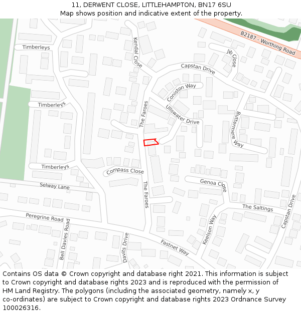 11, DERWENT CLOSE, LITTLEHAMPTON, BN17 6SU: Location map and indicative extent of plot