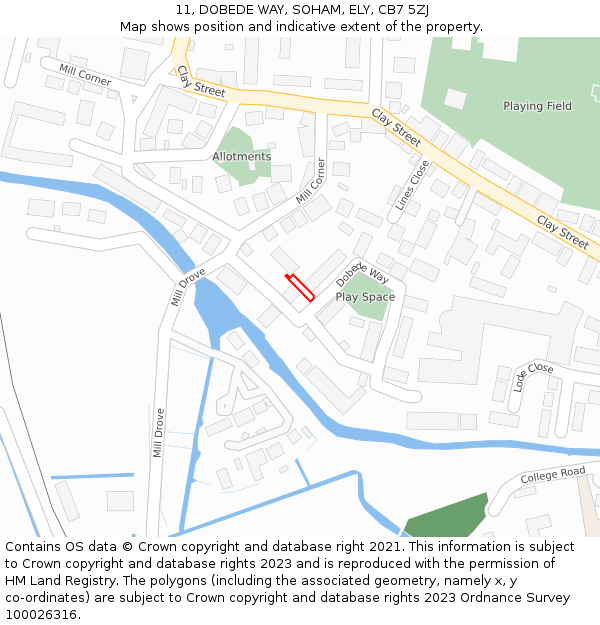 11, DOBEDE WAY, SOHAM, ELY, CB7 5ZJ: Location map and indicative extent of plot