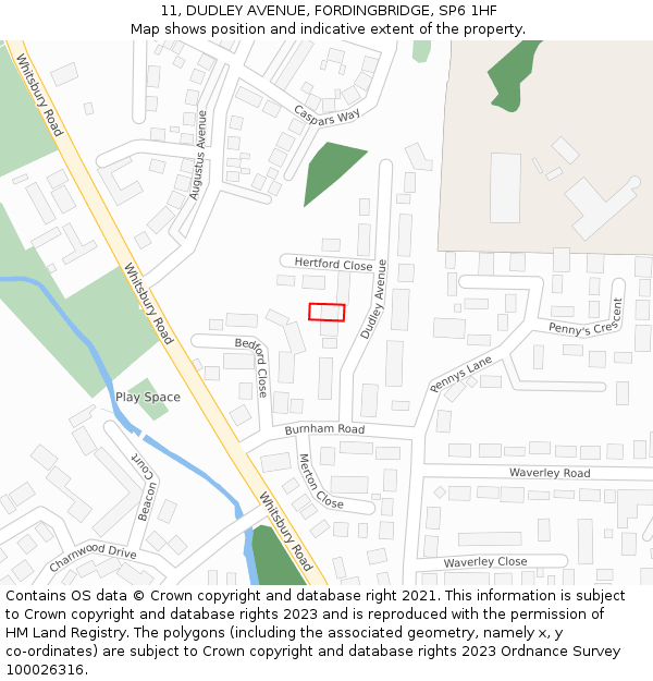 11, DUDLEY AVENUE, FORDINGBRIDGE, SP6 1HF: Location map and indicative extent of plot