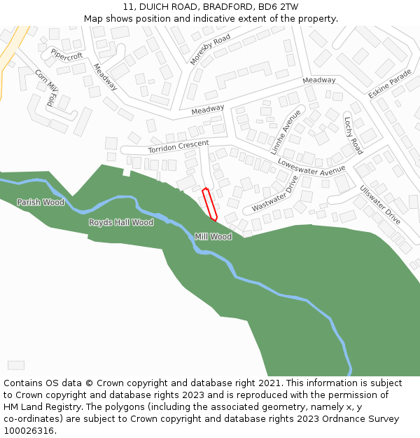 11, DUICH ROAD, BRADFORD, BD6 2TW: Location map and indicative extent of plot