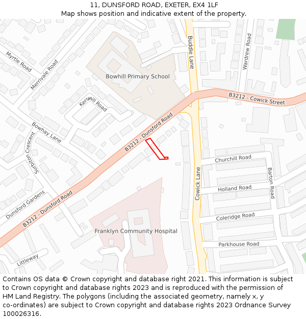 11, DUNSFORD ROAD, EXETER, EX4 1LF: Location map and indicative extent of plot