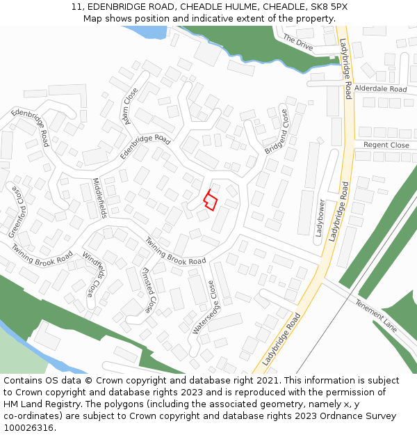 11, EDENBRIDGE ROAD, CHEADLE HULME, CHEADLE, SK8 5PX: Location map and indicative extent of plot