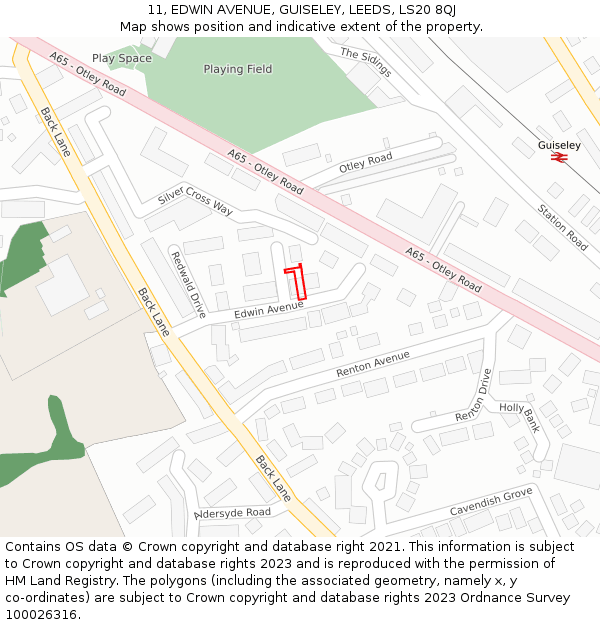 11, EDWIN AVENUE, GUISELEY, LEEDS, LS20 8QJ: Location map and indicative extent of plot