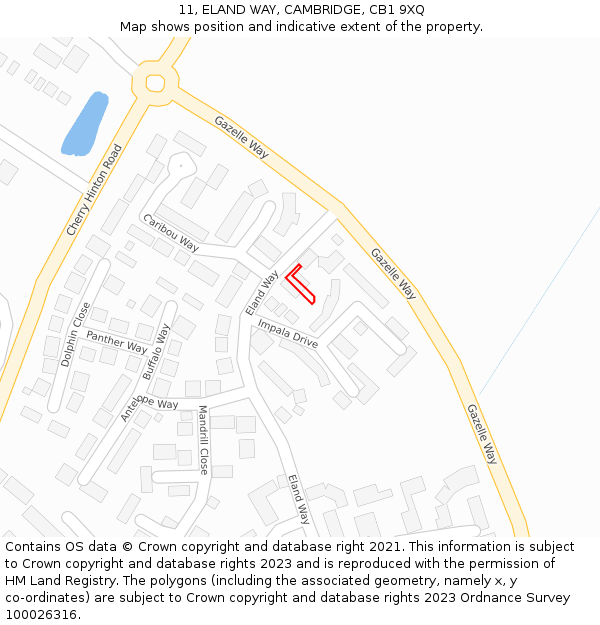 11, ELAND WAY, CAMBRIDGE, CB1 9XQ: Location map and indicative extent of plot