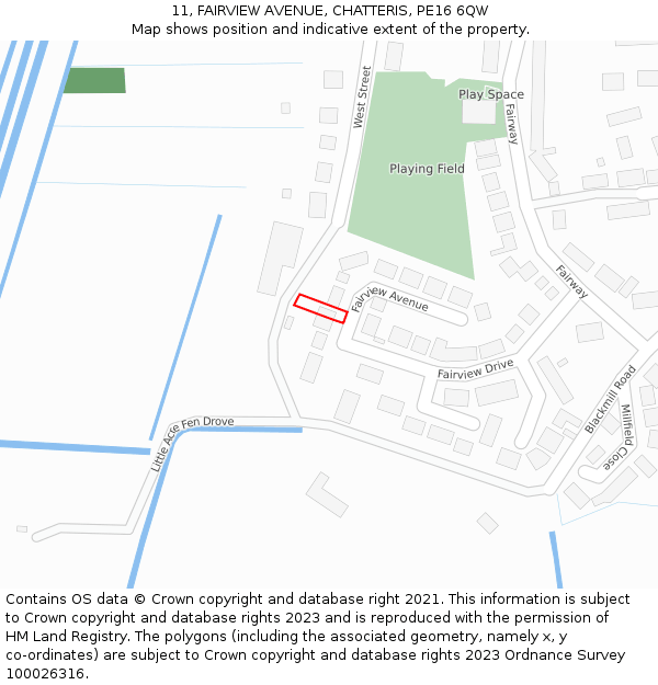 11, FAIRVIEW AVENUE, CHATTERIS, PE16 6QW: Location map and indicative extent of plot