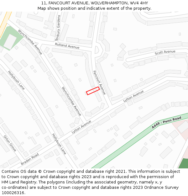 11, FANCOURT AVENUE, WOLVERHAMPTON, WV4 4HY: Location map and indicative extent of plot