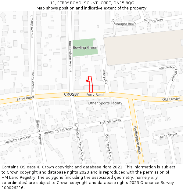11, FERRY ROAD, SCUNTHORPE, DN15 8QG: Location map and indicative extent of plot
