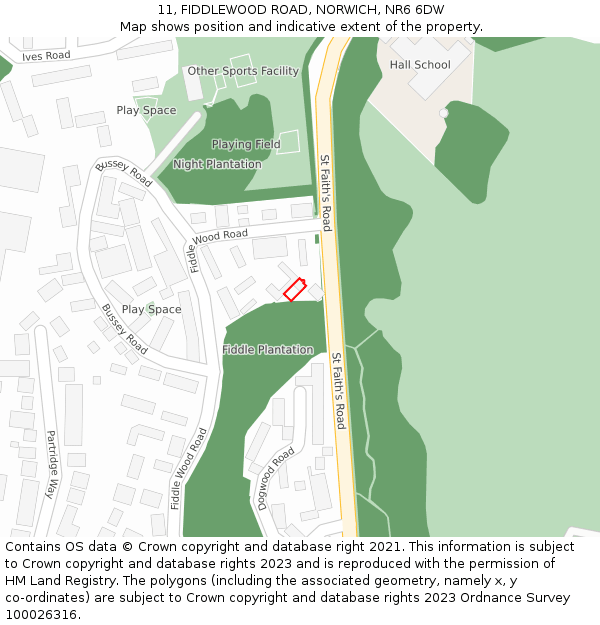 11, FIDDLEWOOD ROAD, NORWICH, NR6 6DW: Location map and indicative extent of plot