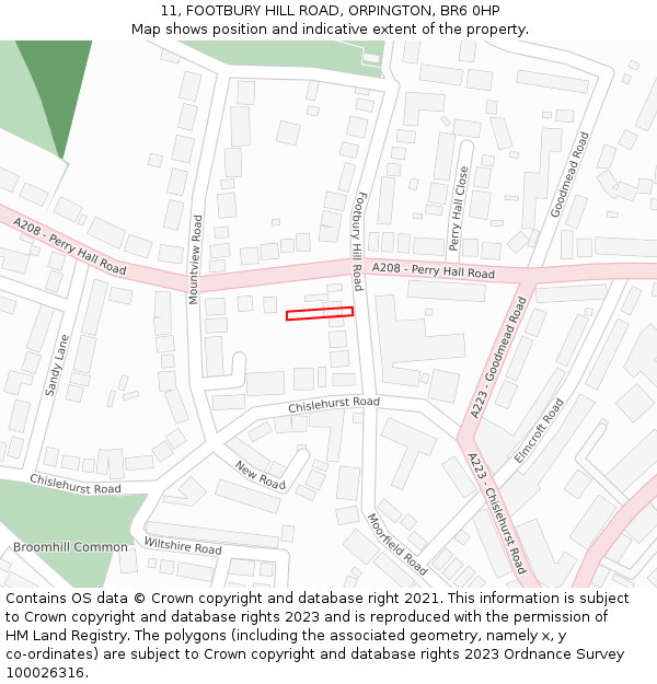 11, FOOTBURY HILL ROAD, ORPINGTON, BR6 0HP: Location map and indicative extent of plot