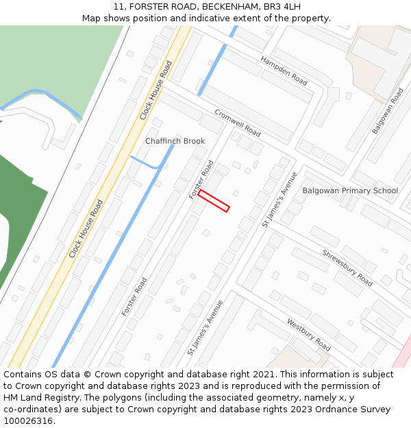 11, FORSTER ROAD, BECKENHAM, BR3 4LH: Location map and indicative extent of plot