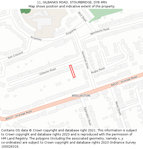 11, GILBANKS ROAD, STOURBRIDGE, DY8 4RN: Location map and indicative extent of plot