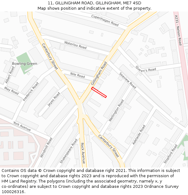 11, GILLINGHAM ROAD, GILLINGHAM, ME7 4SD: Location map and indicative extent of plot